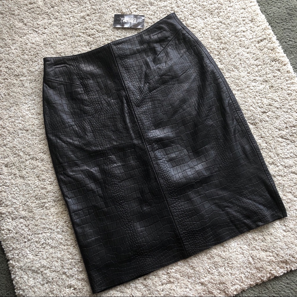 Wilsons Leather Black Pencil Skirt Knee-Length Work